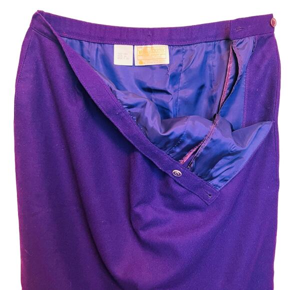 Pendleton Size 12 Purple Wool A Line Pencil Skirt Vintage 80s Lined Side Button - Picture 6 of 10